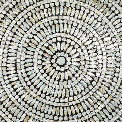 Deco 79 Mother of Pearl Shell Plate Handmade Home Wall Decor Mosaic Wall Sculpture, Wall Art 27" x 3" x 27", Silver