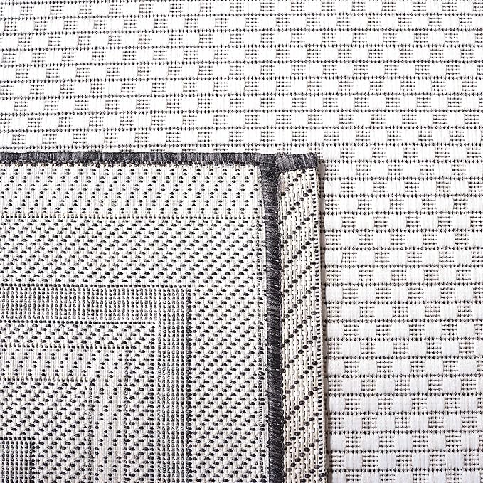 SAFAVIEH Washable Rug Outdoor Courtyard Collection - 2'3" x 10' Runner, Ivory & Black, Non-Shedding & Easy Cleaning, Ideal for Patio, Entryway, Mudroom, Hallway, Kitchen (CY8475-53712)