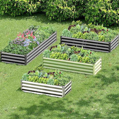 2PCS 6x3x1FT Galvanized Raised Garden Bed, Galvanized Planter Raised Garden Boxes Outdoor, Large Metal Raised Garden Beds for Vegetables-Grey
