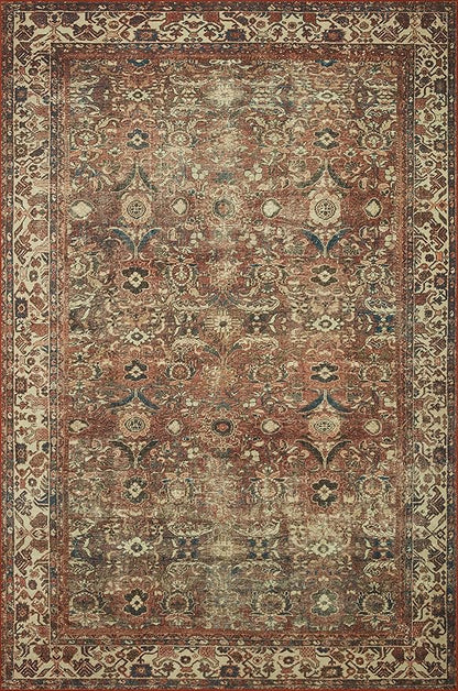 Loloi Magnolia Home by Joanna Gaines Banks Collection BAN-04 Brick/Ivory 2'-0" x 5'-0" .13" Pile Height, Machine Washable, Accent Rug