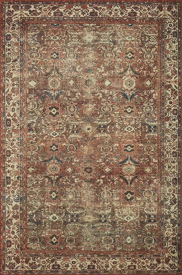 Loloi Magnolia Home by Joanna Gaines Banks Collection BAN-04 Brick/Ivory 2'-3" x 3'-9" .13" Pile Height, Machine Washable, Accent Rug