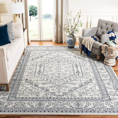SAFAVIEH Adirondack Collection Accent Rug - 3' x 5', Ivory & Navy, Oriental Medallion Design, Non-Shedding & Easy Care, Ideal for High Traffic Areas in Entryway, Living Room, Bedroom (ADR108R)