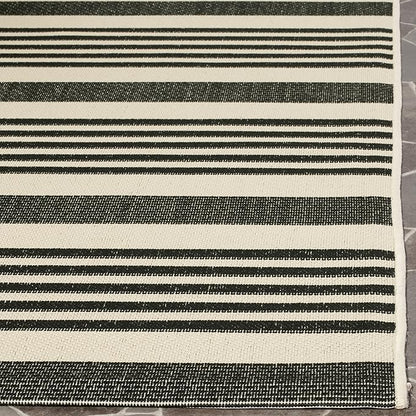 SAFAVIEH Courtyard Collection Runner Rug - 2'3' x 6'7', Black & Bone, Stripe Design, Non-Shedding & Easy Care, Indoor/Outdoor & Washable-Ideal for Patio, Backyard, Mudroom (CY6062-216)