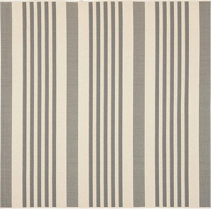 SAFAVIEH Washable Rug Outdoor Courtyard Collection - 6'7" Square, Grey & Bone, Non-Shedding & Easy Cleaning, Ideal for Patio, Backyard, Mudroom (CY6062-236)