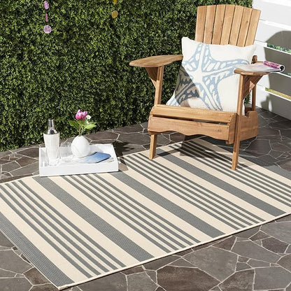 SAFAVIEH Washable Rug Outdoor Courtyard Collection - 2'7" x 5', Grey & Bone, Non-Shedding & Easy Cleaning, Ideal for Patio, Backyard, Mudroom (CY6062-236)