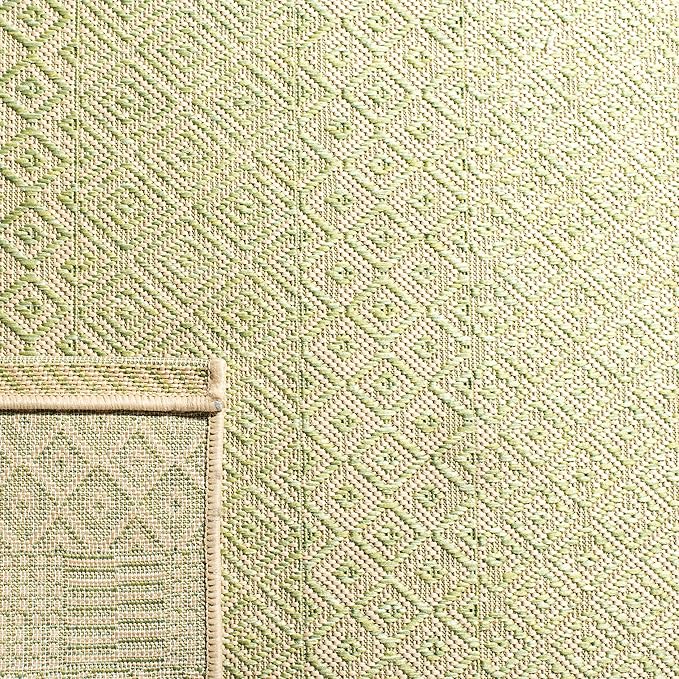 SAFAVIEH Washable Rug Outdoor Courtyard Collection - 2'3" x 12' Runner, Beige & Green, Non-Shedding & Easy Cleaning, Ideal for Patio, Entryway, Mudroom, Hallway, Kitchen (CY6235-21812)
