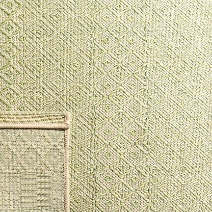 SAFAVIEH Washable Rug Outdoor Courtyard Collection - 6'7" Square, Beige & Green, Non-Shedding & Easy Cleaning, Ideal for Patio, Backyard, Mudroom (CY6235-21812)