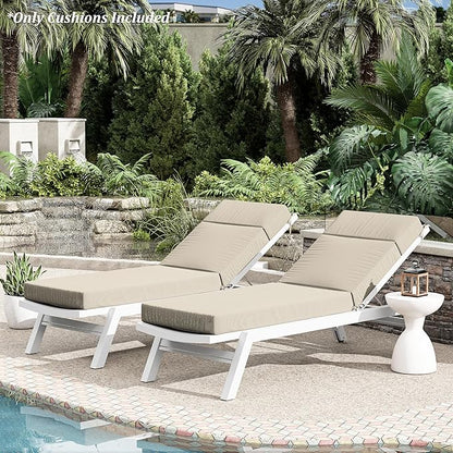 Chaise Lounge Cushion for Outdoor Furniture, Waterproof Fade and Tear Resistant Lounge Deck Chair Cushions for Patio Lawn Pool Resort Hotel