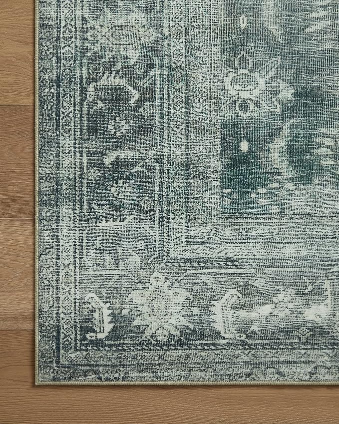 Loloi Magnolia Home by Joanna Gaines Banks Collection BAN-03 Blue/Lagoon 7'-6" x 9'-6", .13" Pile Height, Machine Washable, Area Rug