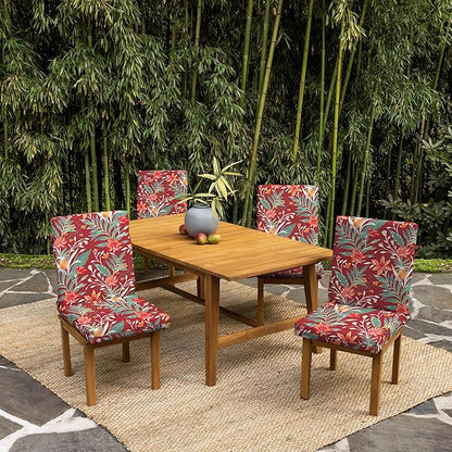 Arden 2-Pack earthFIBER Outdoor Patio Dining Chair Cushion, 20x44, Rain-Proof Seat Pad, Fade-Resistant Outdoor Cushion Luau Red Tropical Floral