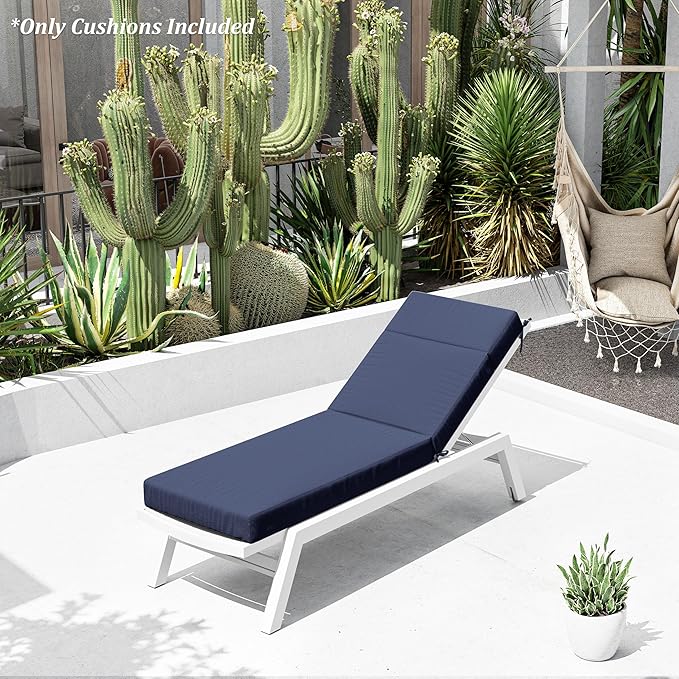 Chaise Lounge Cushion for Outdoor Furniture, Waterproof Fade and Tear Resistant Lounge Deck Chair Cushions for Patio Lawn Pool Resort Hotel