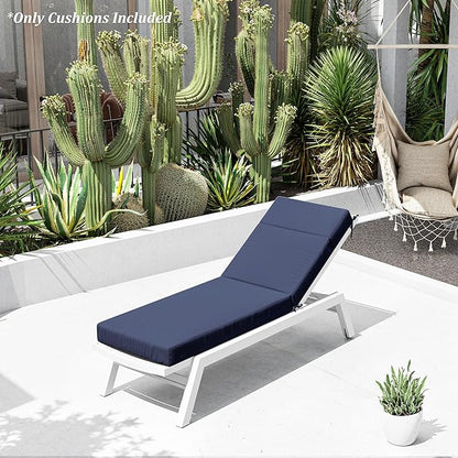 Chaise Lounge Cushion for Outdoor Furniture, Waterproof Fade and Tear Resistant Lounge Deck Chair Cushions for Patio Lawn Pool Resort Hotel
