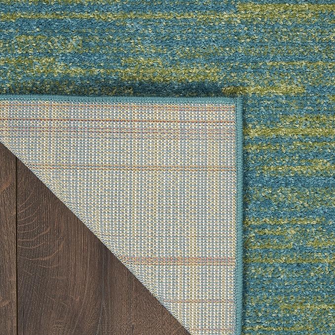 Nourison Home Essentials Indoor/Outdoor Blue Green 2'2" x 12' Area Rug, Easy Cleaning, Non Shedding, Bed Room, Living Room, Dining Room, Backyard, Deck, Patio (2x12)
