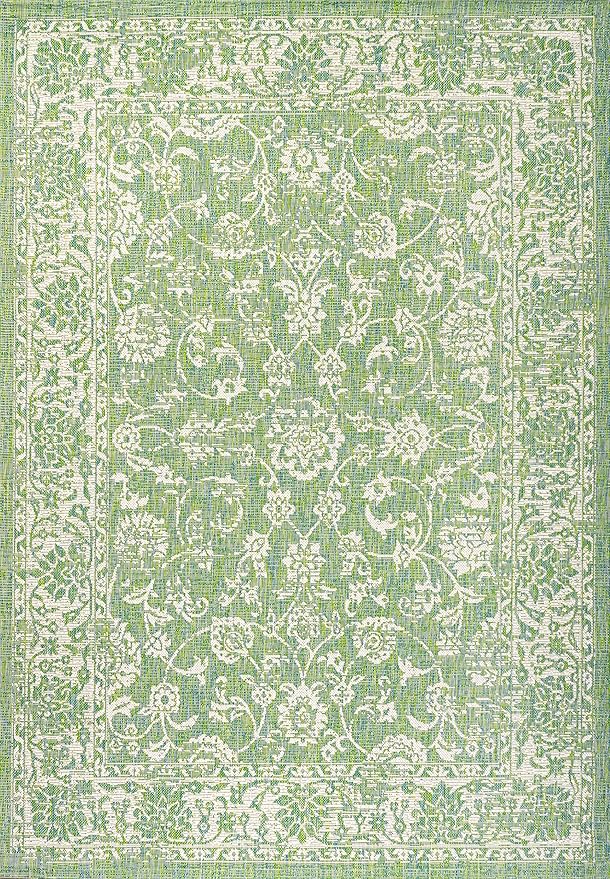 JONATHAN Y Weave Floral Indoor Outdoor Area Rug 8X10 Cream/Green, Tela Bohemian Textured for Backyard, Patio, Porch, Easy-Cleaning, High Traffic, Pet-Friendly, Non-Shedding (SMB100F-8)