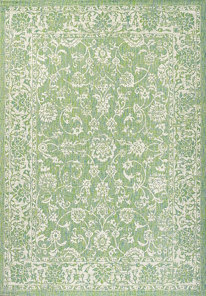 JONATHAN Y Weave Floral Indoor Outdoor Area Rug 8X10 Cream/Green, Tela Bohemian Textured for Backyard, Patio, Porch, Easy-Cleaning, High Traffic, Pet-Friendly, Non-Shedding (SMB100F-8)