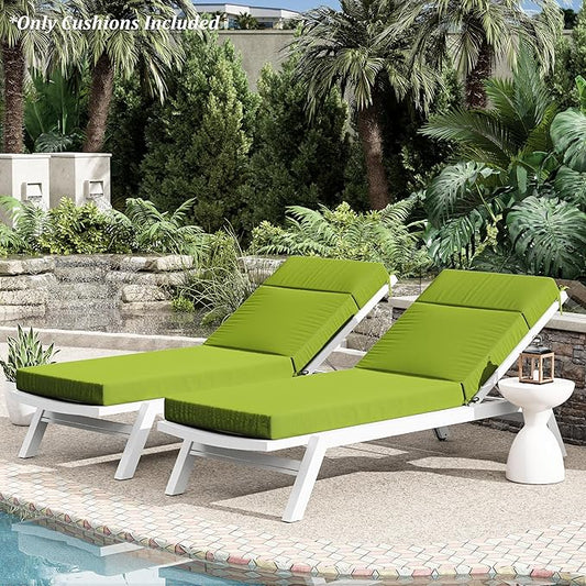 Chaise Lounge Cushion for Outdoor Furniture, Waterproof Fade and Tear Resistant Lounge Deck Chair Cushions for Patio Lawn Pool Resort Hotel