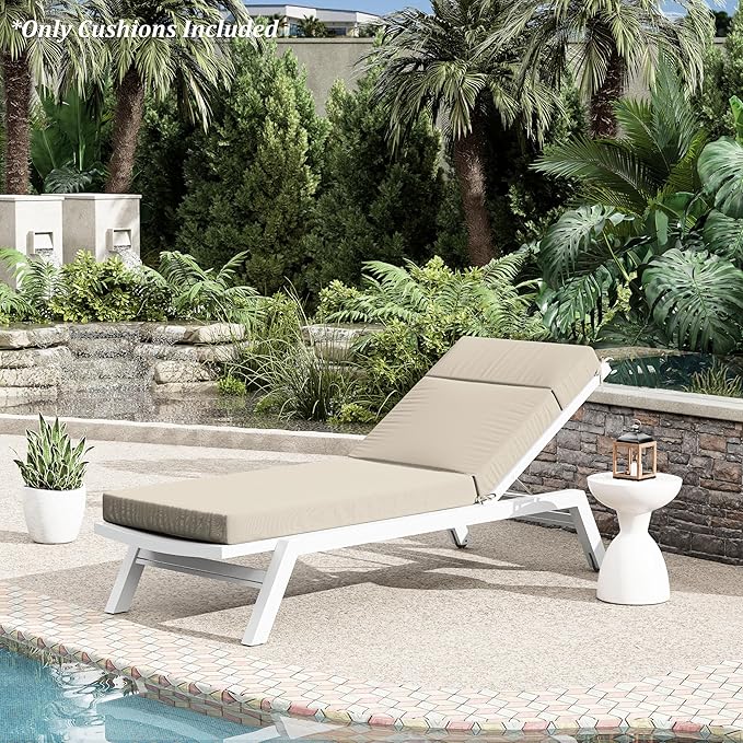 Chaise Lounge Cushion for Outdoor Furniture, Waterproof Fade and Tear Resistant Lounge Deck Chair Cushions for Patio Lawn Pool Resort Hotel