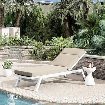 Chaise Lounge Cushion for Outdoor Furniture, Waterproof Fade and Tear Resistant Lounge Deck Chair Cushions for Patio Lawn Pool Resort Hotel