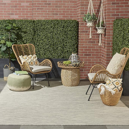 Nourison Positano Indoor-Outdoor Light Grey 4' x 6' Area Rug, Easy Cleaning, Non Shedding, Bed Room, Living Room, Dining Room, Backyard, Deck, Patio (4x6)