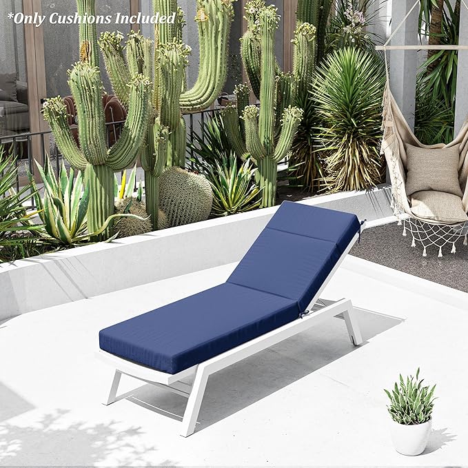 Chaise Lounge Cushion for Outdoor Furniture, Waterproof Fade and Tear Resistant Lounge Deck Chair Cushions for Patio Lawn Pool Resort Hotel