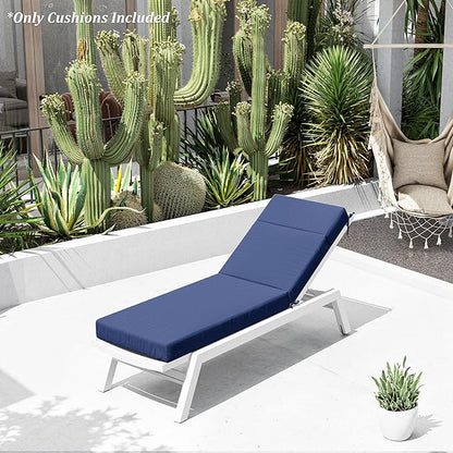 Chaise Lounge Cushion for Outdoor Furniture, Waterproof Fade and Tear Resistant Lounge Deck Chair Cushions for Patio Lawn Pool Resort Hotel