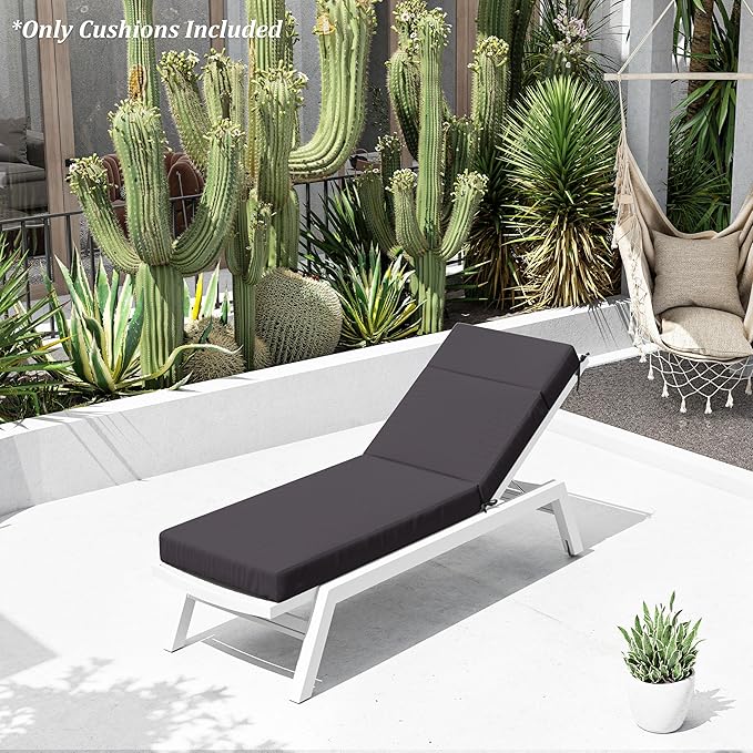 Chaise Lounge Cushion for Outdoor Furniture, Waterproof Fade and Tear Resistant Lounge Deck Chair Cushions for Patio Lawn Pool Resort Hotel
