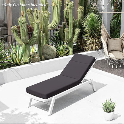 Chaise Lounge Cushion for Outdoor Furniture, Waterproof Fade and Tear Resistant Lounge Deck Chair Cushions for Patio Lawn Pool Resort Hotel