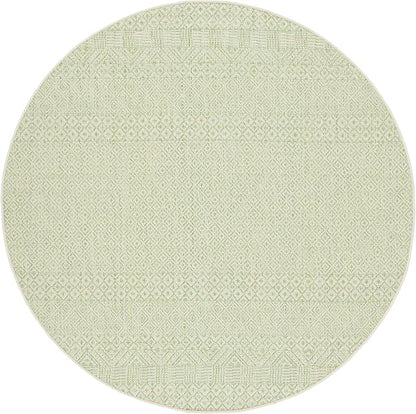 SAFAVIEH Washable Rug Outdoor Courtyard Collection - 5'3" Round, Beige & Green, Non-Shedding & Easy Cleaning, Ideal for Patio, Backyard, Mudroom (CY6235-21812)
