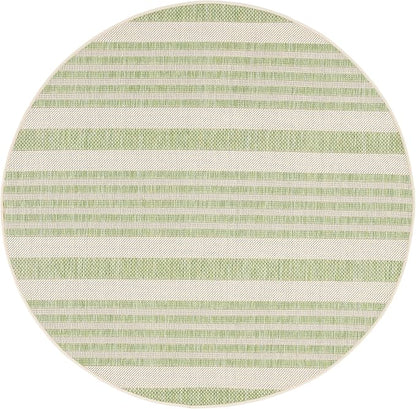 SAFAVIEH Washable Rug Outdoor Courtyard Collection - 5'3" Round, Beige & Sweet Pea, Non-Shedding & Easy Cleaning, Ideal for Patio, Backyard, Mudroom (CY6062-218)