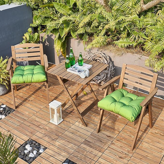 ARTPLAN Outdoor Chair Cushions,Set of 4,19"x19"x4" Patio Seat Pad Cushions with Ties,Wicker Tufed Outdoor Cushions for Patio Furniture,Green