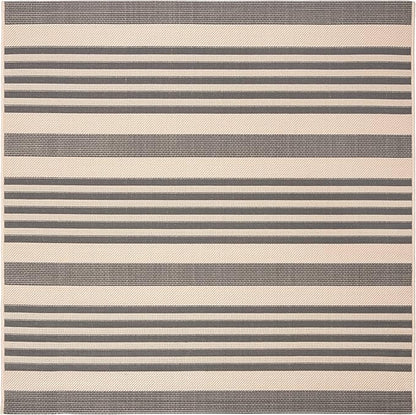 SAFAVIEH Washable Rug Outdoor Courtyard Collection - 4' Square, Grey & Bone, Non-Shedding & Easy Cleaning, Ideal for Patio, Backyard, Mudroom (CY6062-236)