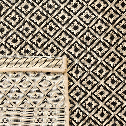 SAFAVIEH Washable Rug Outdoor Courtyard Collection - 6'7" Square, Beige & Black, Non-Shedding & Easy Cleaning, Ideal for Patio, Backyard, Mudroom (CY6235-25612)