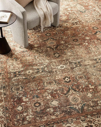 Loloi Magnolia Home by Joanna Gaines Banks Collection BAN-04 Brick/Ivory 2'-6" x 12'-0", .13" Pile Height, Machine Washable, Runner Rug