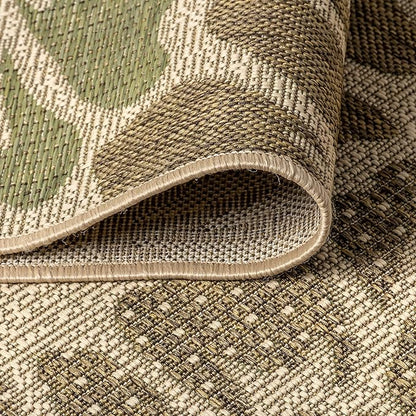 JONATHAN Y Floral Textured Weave Indoor Outdoor Area Rug 10X14 Sage/Brown, Zinnia Modern for Backyard, Patio, Porch, Easy-Cleaning, High Traffic, Pet-Friendly, Non-Shedding (SMB110A-14)