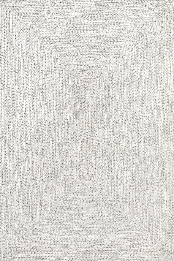 nuLOOM 10' x 14' Solid Hand Braided Indoor/Outdoor Area Rug, Pet-Friendly, High Traffic, Weather Resistant, for Patio, Balcony, Bedroom, Living, Dining Room, Wynn Ivory