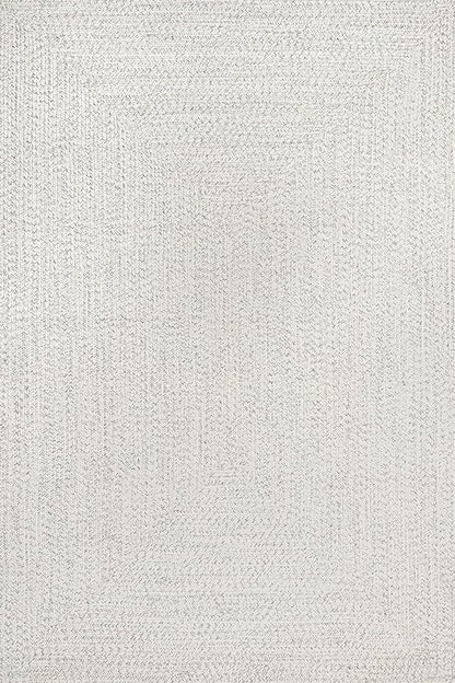 nuLOOM 10' x 14' Solid Hand Braided Indoor/Outdoor Area Rug, Pet-Friendly, High Traffic, Weather Resistant, for Patio, Balcony, Bedroom, Living, Dining Room, Wynn Ivory