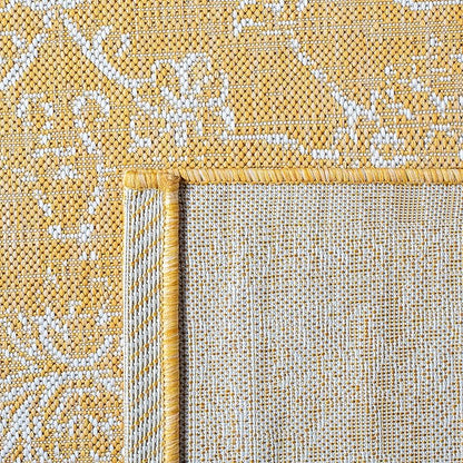 SAFAVIEH Courtyard Collection 2'7" x 5' Gold/Ivory CY8680 Indoor/-Outdoor Waterproof Easy-Cleaning Patio Backyard Mudroom Area-Rug