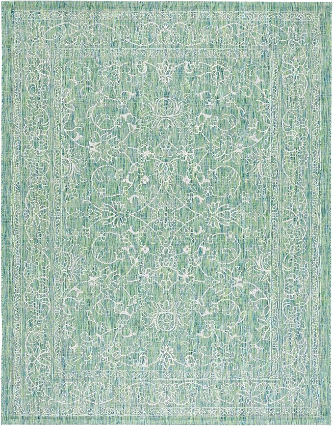 SAFAVIEH Courtyard Collection 6'7" x 9'6" Green/Ivory CY8680 Indoor/ Outside Waterproof Easy cleansingPatio Backyard Mudroom Area Mat