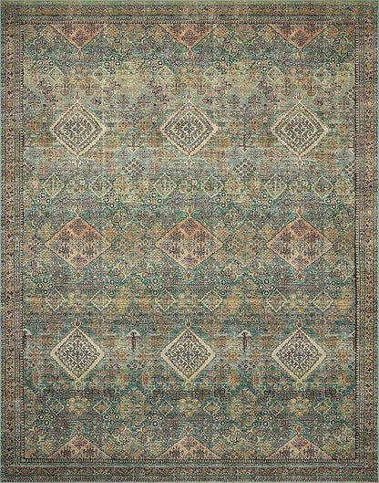 Loloi Magnolia Home by Joanna Gaines Sinclair Collection SIN-03 Turquoise/Multi 2'-3" x 7'-6", .25" Pile Height, Machine Washable, Runner Rug