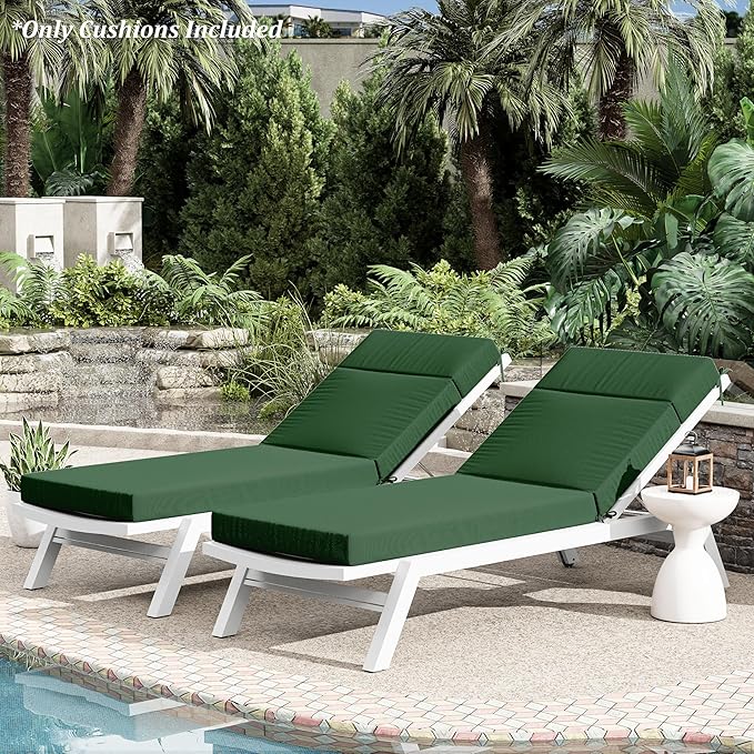 Chaise Lounge Cushion for Outdoor Furniture, Waterproof Fade and Tear Resistant Lounge Deck Chair Cushions for Patio Lawn Pool Resort Hotel