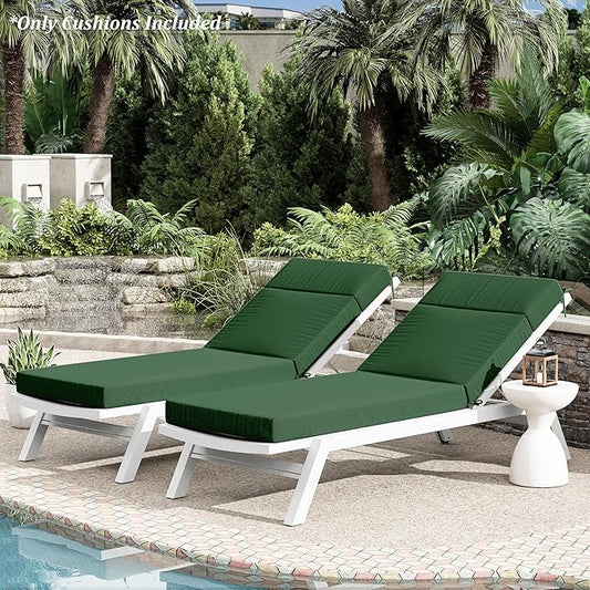 Chaise Lounge Cushion for Outdoor Furniture, Waterproof Fade and Tear Resistant Lounge Deck Chair Cushions for Patio Lawn Pool Resort Hotel