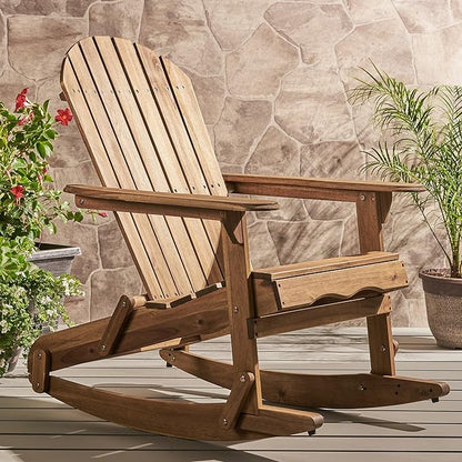 Christopher Knight Home Malibu Outdoor Acacia Wood Adirondack Rocking Chair, Natural Stained