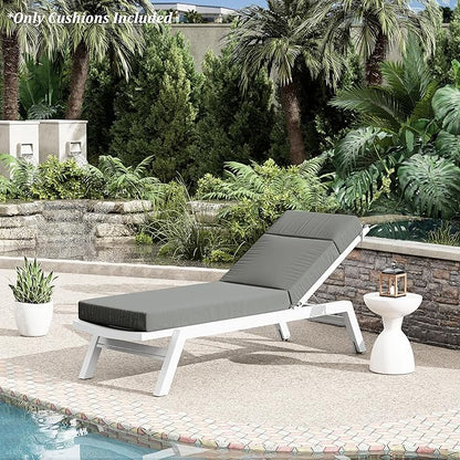 Chaise Lounge Cushion for Outdoor Furniture, Waterproof Fade and Tear Resistant Lounge Deck Chair Cushions for Patio Lawn Pool Resort Hotel