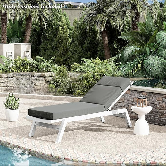 Chaise Lounge Cushion for Outdoor Furniture, Waterproof Fade and Tear Resistant Lounge Deck Chair Cushions for Patio Lawn Pool Resort Hotel