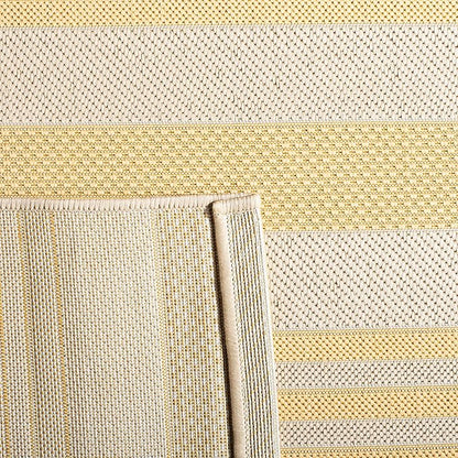 SAFAVIEH Courtyard Collection 2' x 3'7" Gold/Beige CY6062 Nautical Coastal Stripe Indoor/-Outdoor Waterproof Easy-Cleaning Patio Backyard Mudroom Accent-Rug