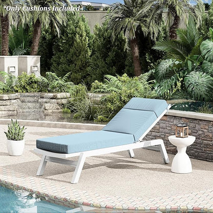 Chaise Lounge Cushion for Outdoor Furniture, Waterproof Fade and Tear Resistant Lounge Deck Chair Cushions for Patio Lawn Pool Resort Hotel