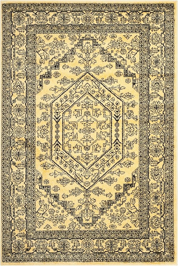 SAFAVIEH Adirondack Collection Accent Rug - 4' x 6', Gold & Black, Oriental Medallion Design, Non-Shedding & Easy Care, Ideal for High Traffic Areas in Entryway, Living Room, Bedroom (ADR108H)