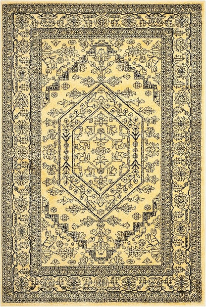 SAFAVIEH Adirondack Collection Accent Rug - 4' x 6', Gold & Black, Oriental Medallion Design, Non-Shedding & Easy Care, Ideal for High Traffic Areas in Entryway, Living Room, Bedroom (ADR108H)