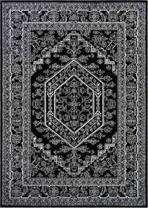 Safavieh Adirondack Collection Accent Rug - 2'6" x 4', Black & Ivory, Oriental Medallion Design, Non-Shedding & Easy Care, Ideal for High Traffic Areas in Entryway, Living Room, Bedroom (ADR108Z)