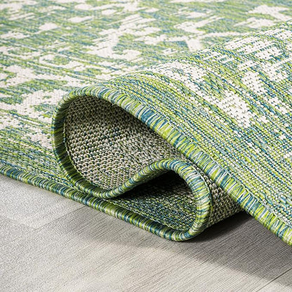 JONATHAN Y Boho Medallion Indoor Outdoor Area Rug 4X6 Cream/Green, Malta Textured Weave for Backyard, Patio, Porch, Easy-Cleaning, High Traffic, Pet-Friendly, Non-Shedding (SMB104F-4)